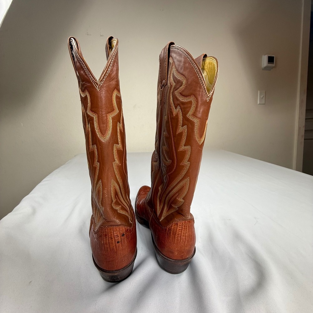 Vintage Justin Lizard Skin Western Boots Men's 9B Brown USA Made Style 8303 - Picture 5 of 9